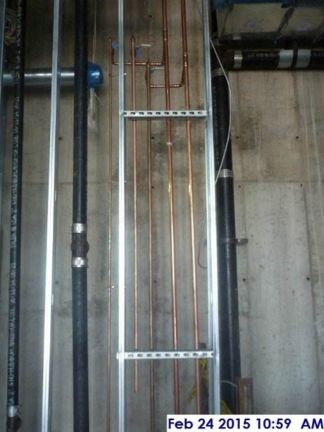 Copper piping at the 2nd floor bathroom facing North